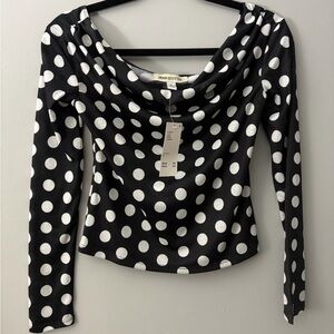 BNWT Urban Outfitters Black and White Polka Dot Long Sleeve Tee